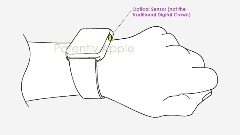 An Apple Watch patent showing optical sensors