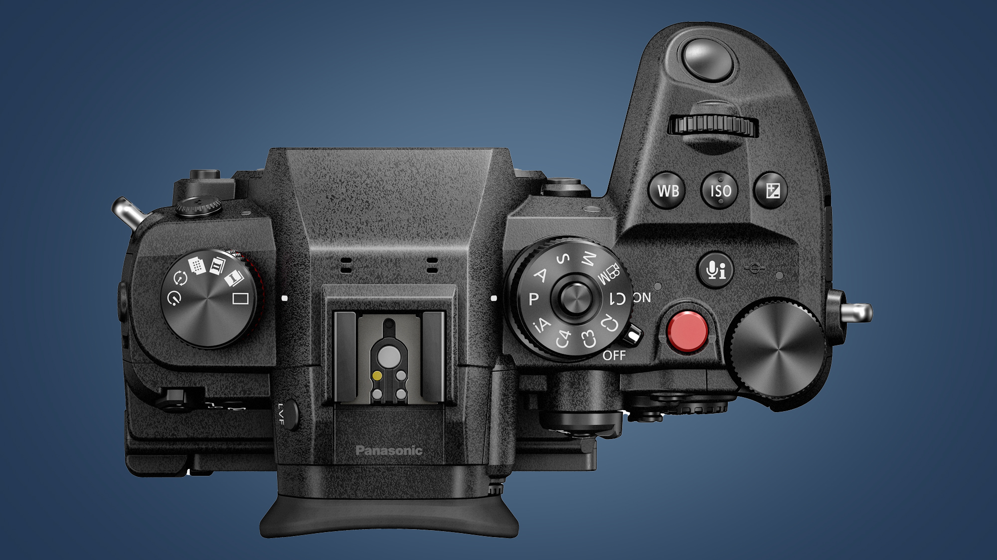The top of the Panasonic Lumix GH6 camera