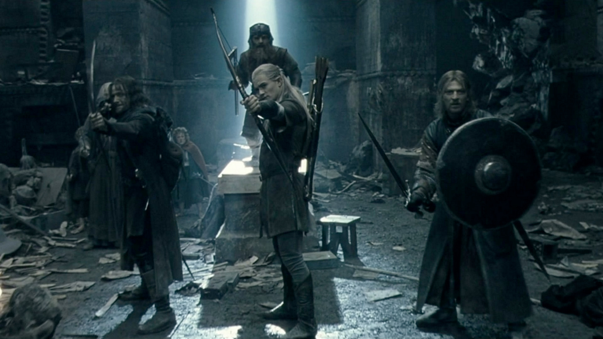 The Fellowship of the Ring make a stand in the Mines of Moria