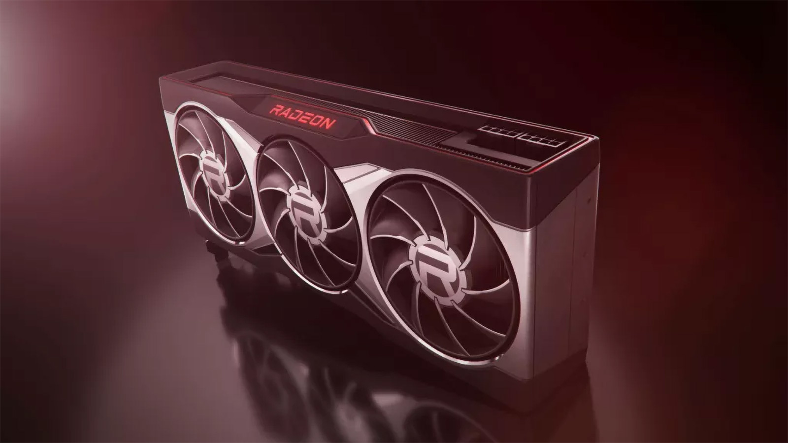 An AMD Radeon Graphics Card On Display Under A Red Light With Fog