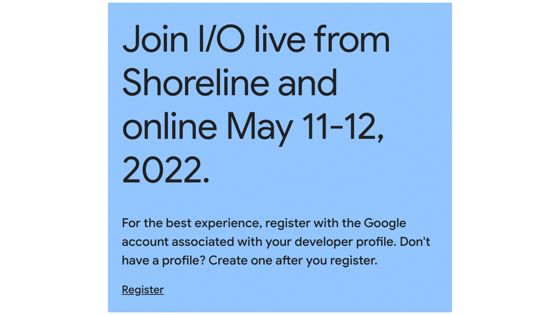Google IO 2022 Registration