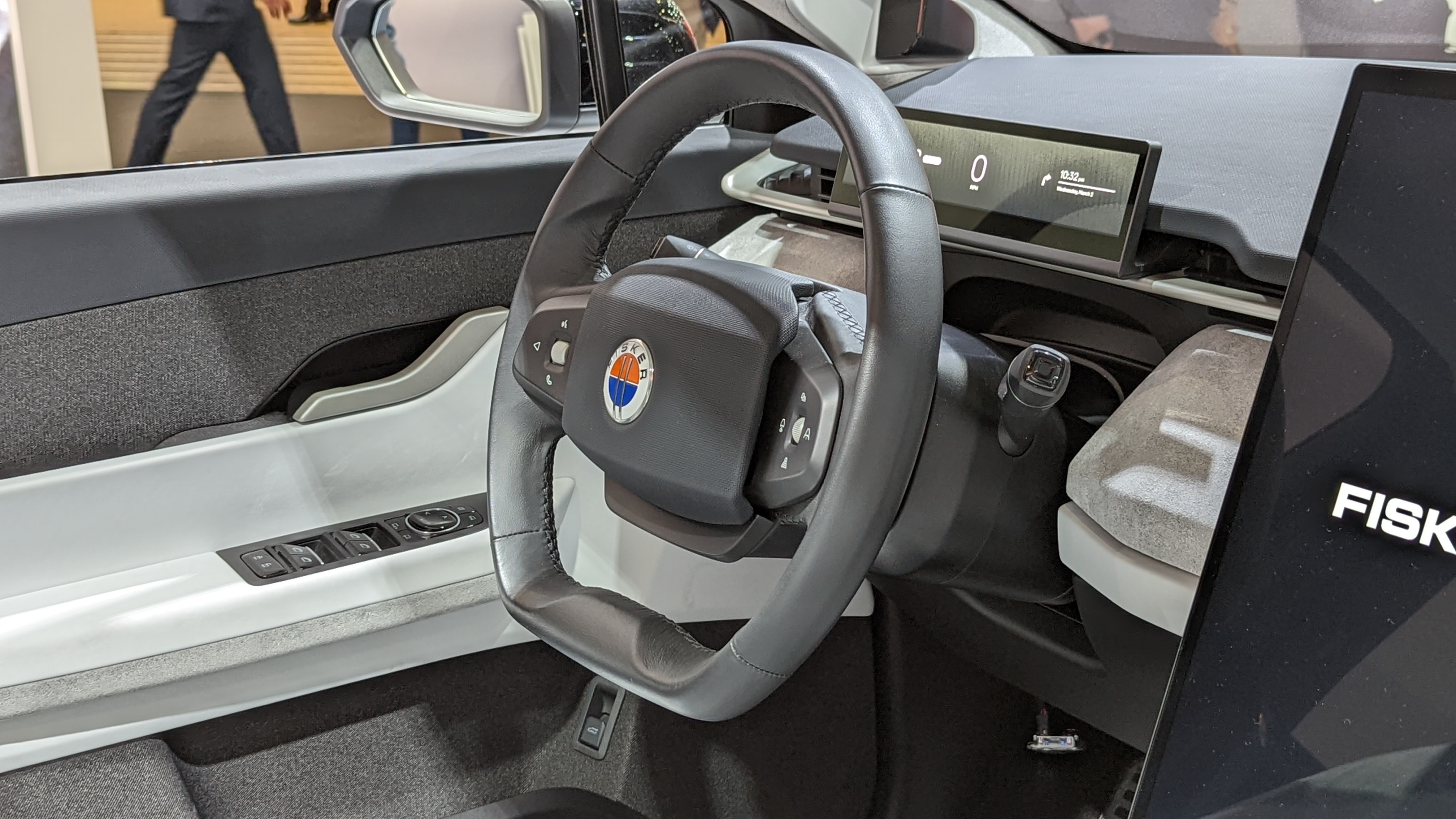 Angled view of steering wheel