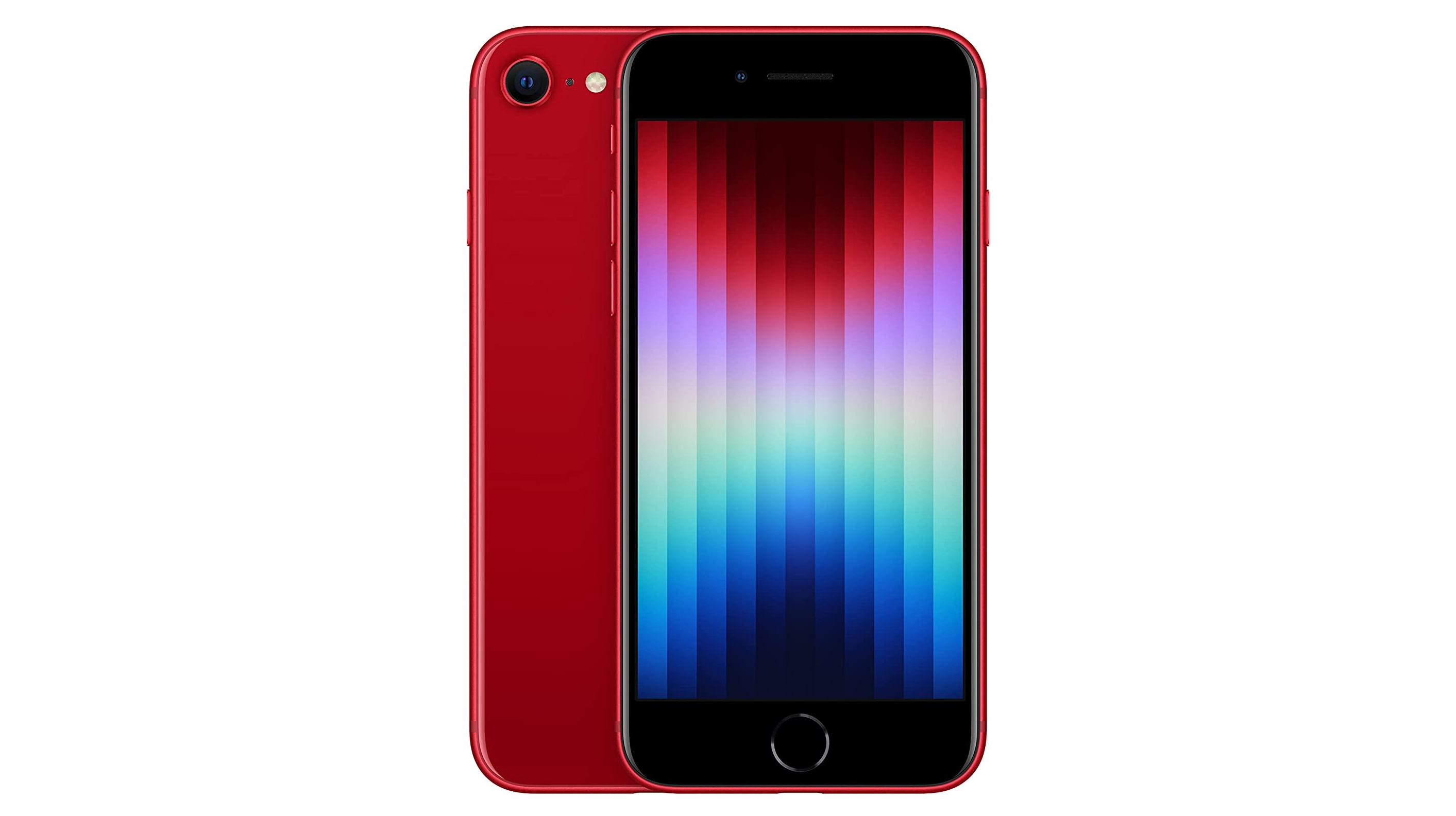 An iPhone SE (2022) in red
